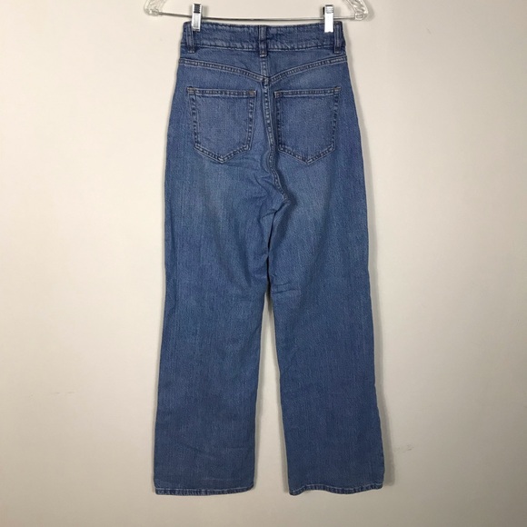 H&M High Rise Wide Leg Classic Straight Blue Jeans Size 2 - Picture 2 of 7